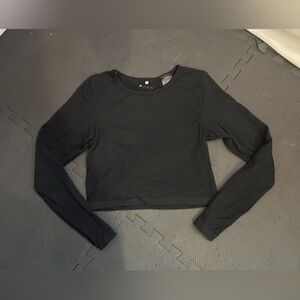 Long Sleeve Ribbed Black Athletic Shirt H&M Move Medium